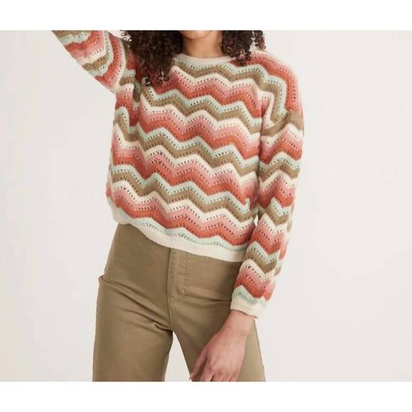NEW MARINE LAYER ruby sweater in multi chevron - Picture 1 of 3